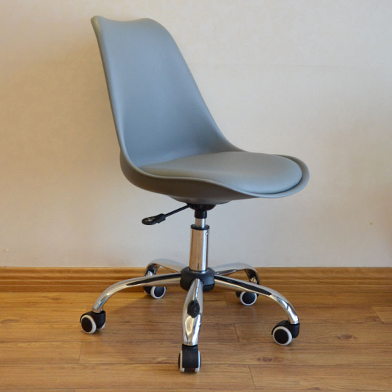 Computer Chair Home Modern Simple Lazy Desk Office Lifting Rotating Pulley Backrest Seat Student Small Chair: Dark gray PP