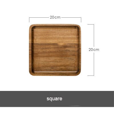 Acacia Square Plate Breakfast Bread Plate Saucer Tea Tray Dessert Dinner Plate Tableware Whole Wood Fruit Dishes: square