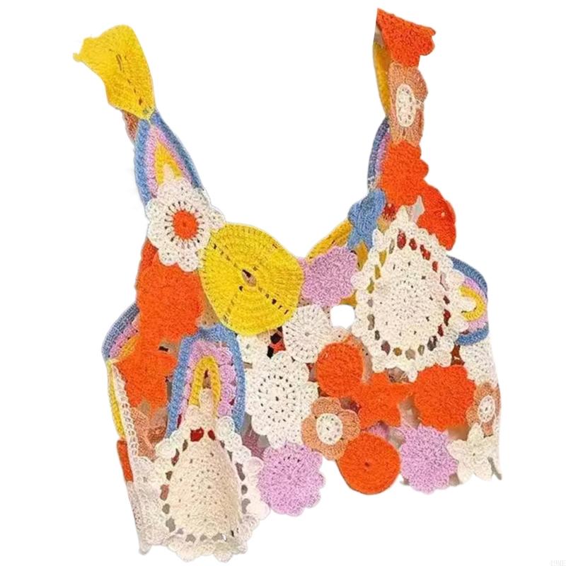 49me iøjnefaldende hæklede strikkede ærmeløse veste ærmeløs crop top camisole perfekt til afslappet brug og strand, rejser og fester