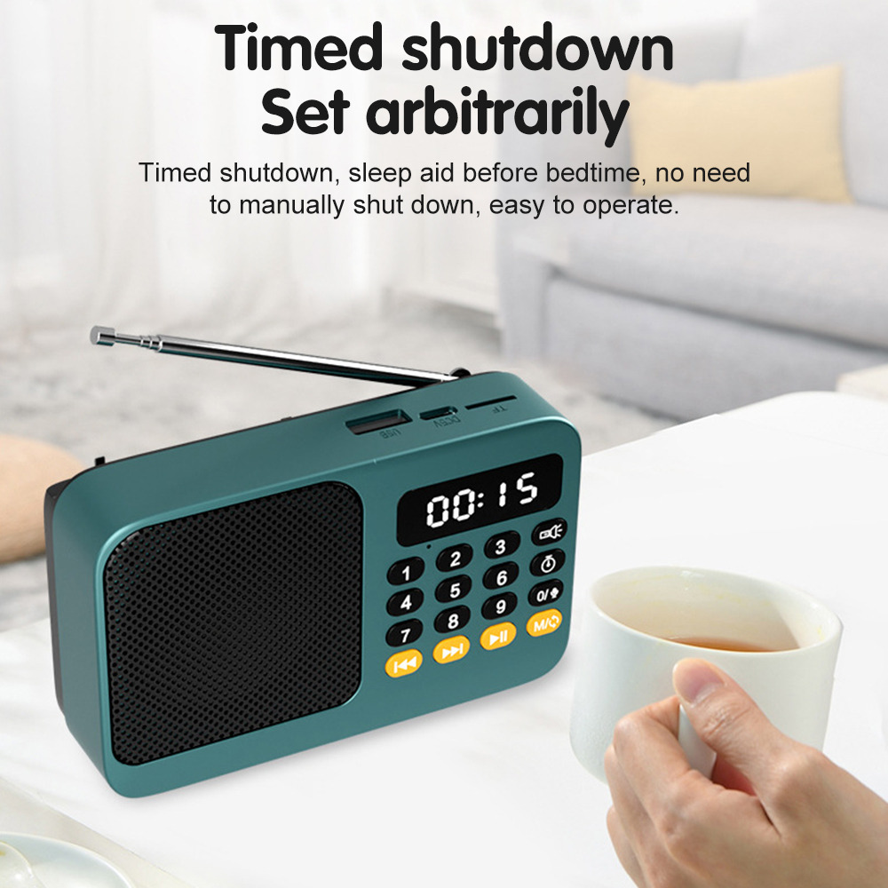 Portable FM Radio Receiver Rechargeable Radio TF USB Music Player with LCD Display LED Flashlight Mini Retro Bluetooth Speaker