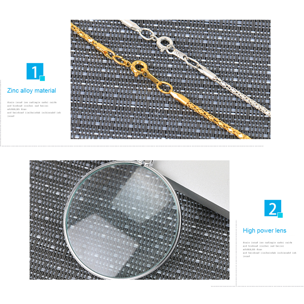 Collier décoratif Monocle avec loupe 5x, pendentif en chaîne plaquée or et argent pour femmes, de bijoux