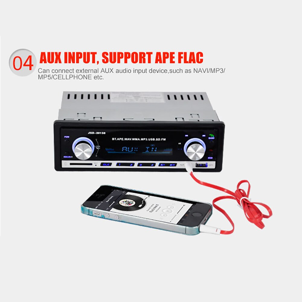 Reproductor Digital estéreo de Radio para coche, con Bluetooth, reproductor MP3 para coche, Radio FM, estéreo, Audio, música, USB/SD con entrada AUX para tablero