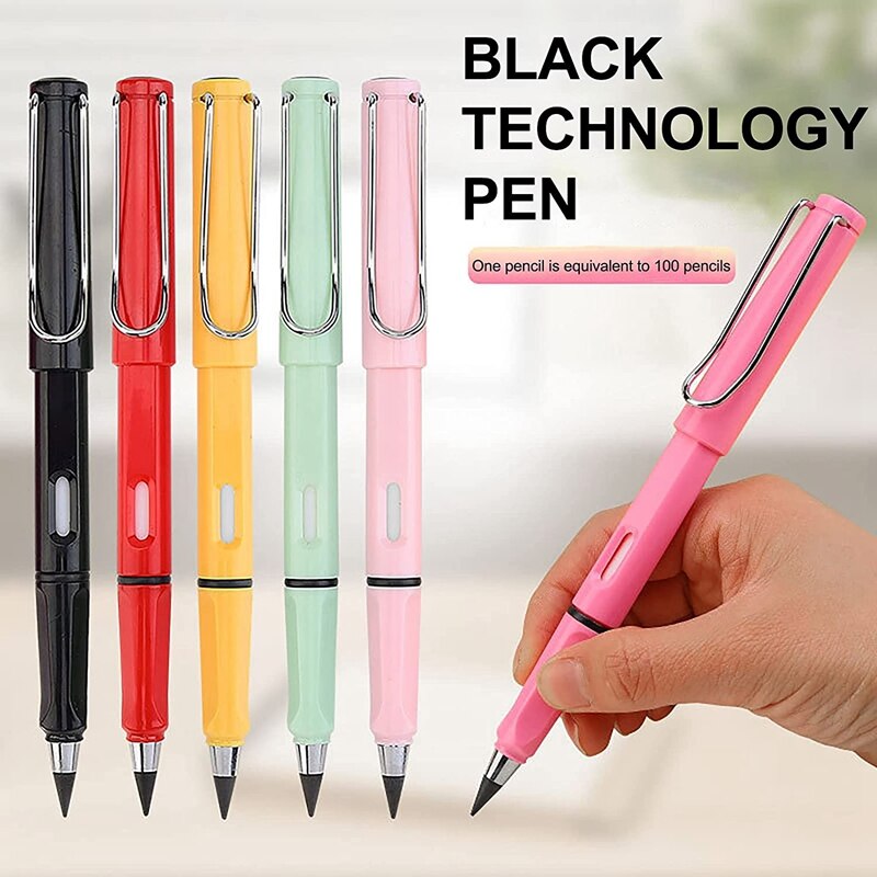 Lápices sin tinta de 6 piezas, punta de lápiz eterna, tecnología portátil, lápiz eterno de escritura ilimitada