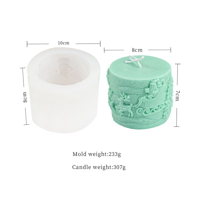 cylinder miękka świeca silikonowa formy tłoczone choinki łoś Jeleń wzór w renifery glina dekorowanie formy robić narzędzi gipsowych: Mold 1