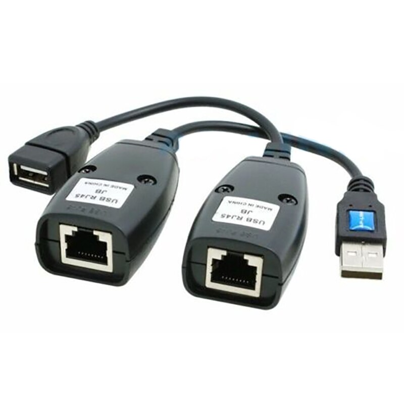 USB 2.0 Male&Female to RJ45 Interface Cat-5/5e/6 Cable LAN Plug&Play Network Adapter Extender Over Repeater Set