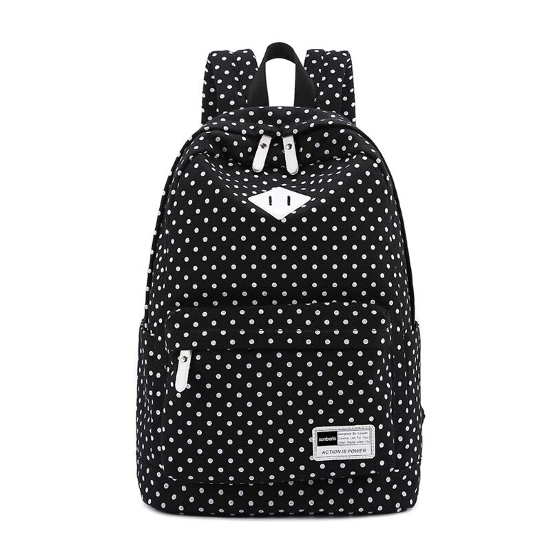 Polka Dot School Shoulder Canvas Backpack Bag Travel Rucksack Large Capcity Student Daypack Satchel