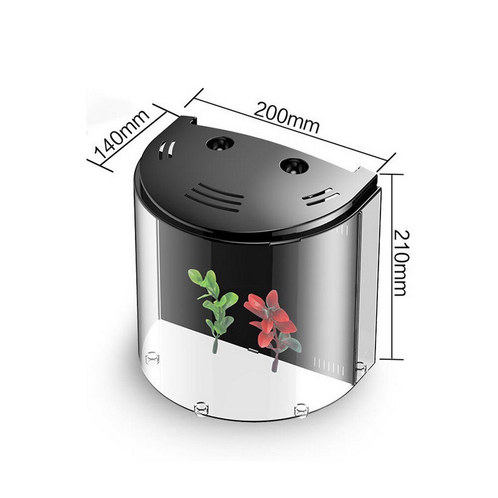 5L Creatieve Aquarium Aquarium Desktop Sier Goudvis Ecologische Acryl Vis Landschap Ornament Aquarium Dierbenodigdheden: black