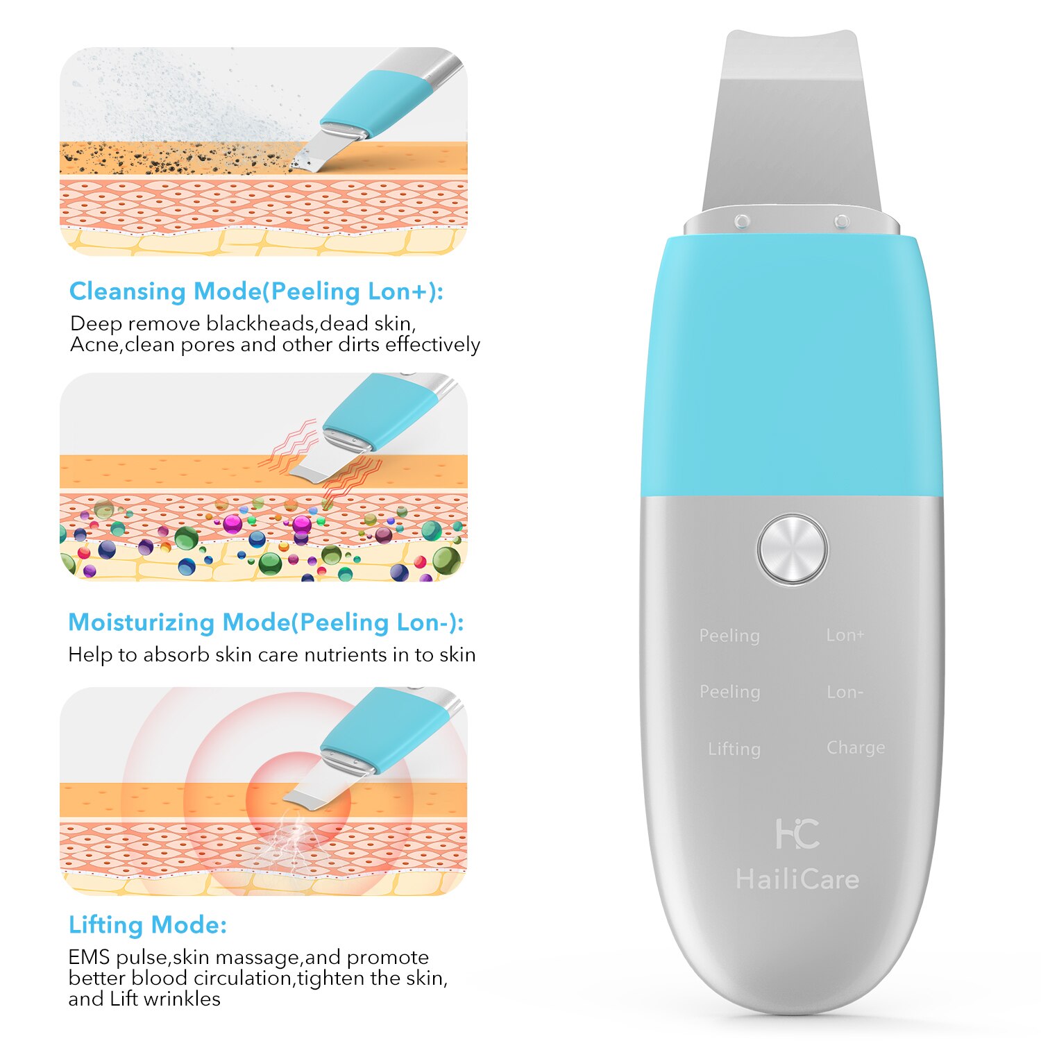 Skin Scrubber Deep Face Cleaning Machine Peeling Shovel Facial Pore Cleaner Face Skin Scrubber Lift Machine