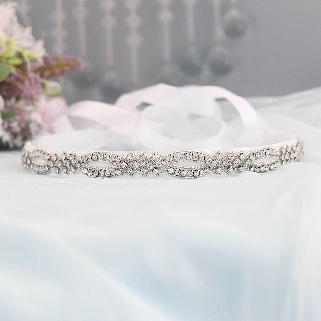 Strass kristallen bruidsriem dames trouwriemen sjerp wit ivoor champagne lint voor avondjurk bruidssieraden