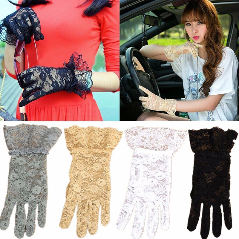Elegante Stijl Zon Kant Holle-Out Handschoenen Delicate Kant Jacquard Patroon Kanten Handschoenen Bruids Accessoires