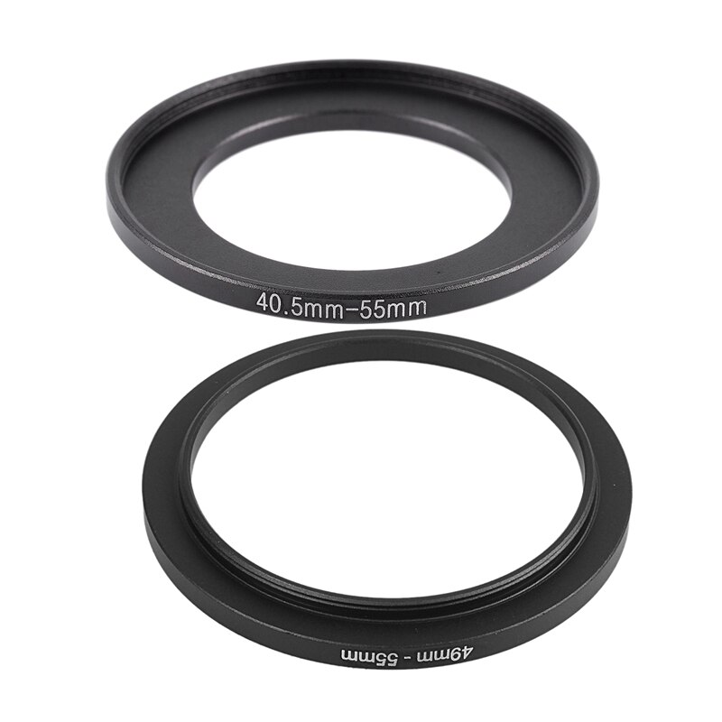 2Pcs Vervanging Camera Metalen Filter Step Up Ring Adapter - 49Mm-55Mm &amp; 40.5Mm-55Mm