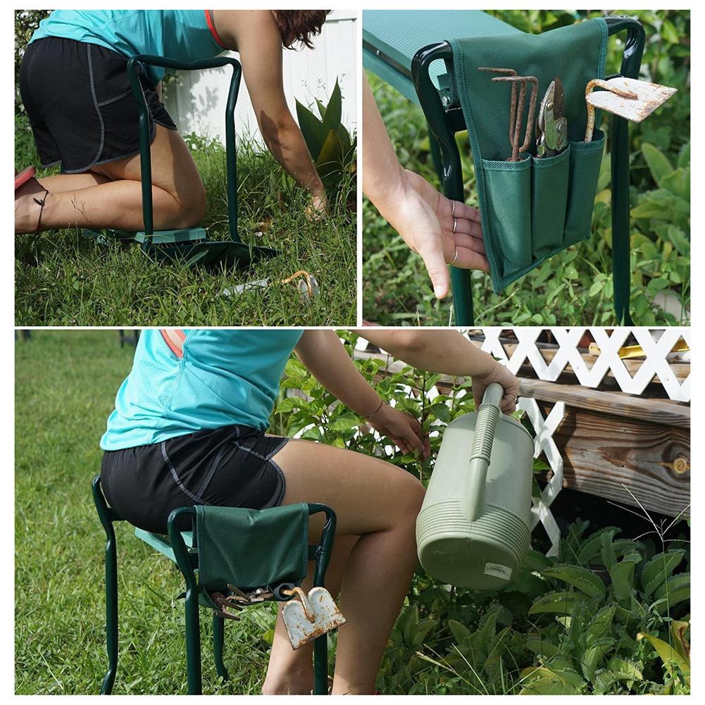 Multifunctional Folding Garden Kneeler And Seat With 3 Bonus Tool Pouches Bearing 150KG