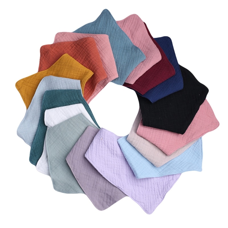 Baberos de algodón para bebé, niño y niña, bufanda triangular de Color sólido, toalla de Saliva para alimentación, Bandana, paño para eructar, de ducha para recién nacido, G99C