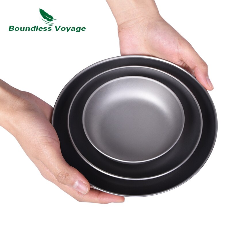 Assiette en titane Voyage sans limite, vaisselle de Camping en plein air, soucoupe, service de table, poêle Durable ultralégère pour aliments Sauce aux fruits