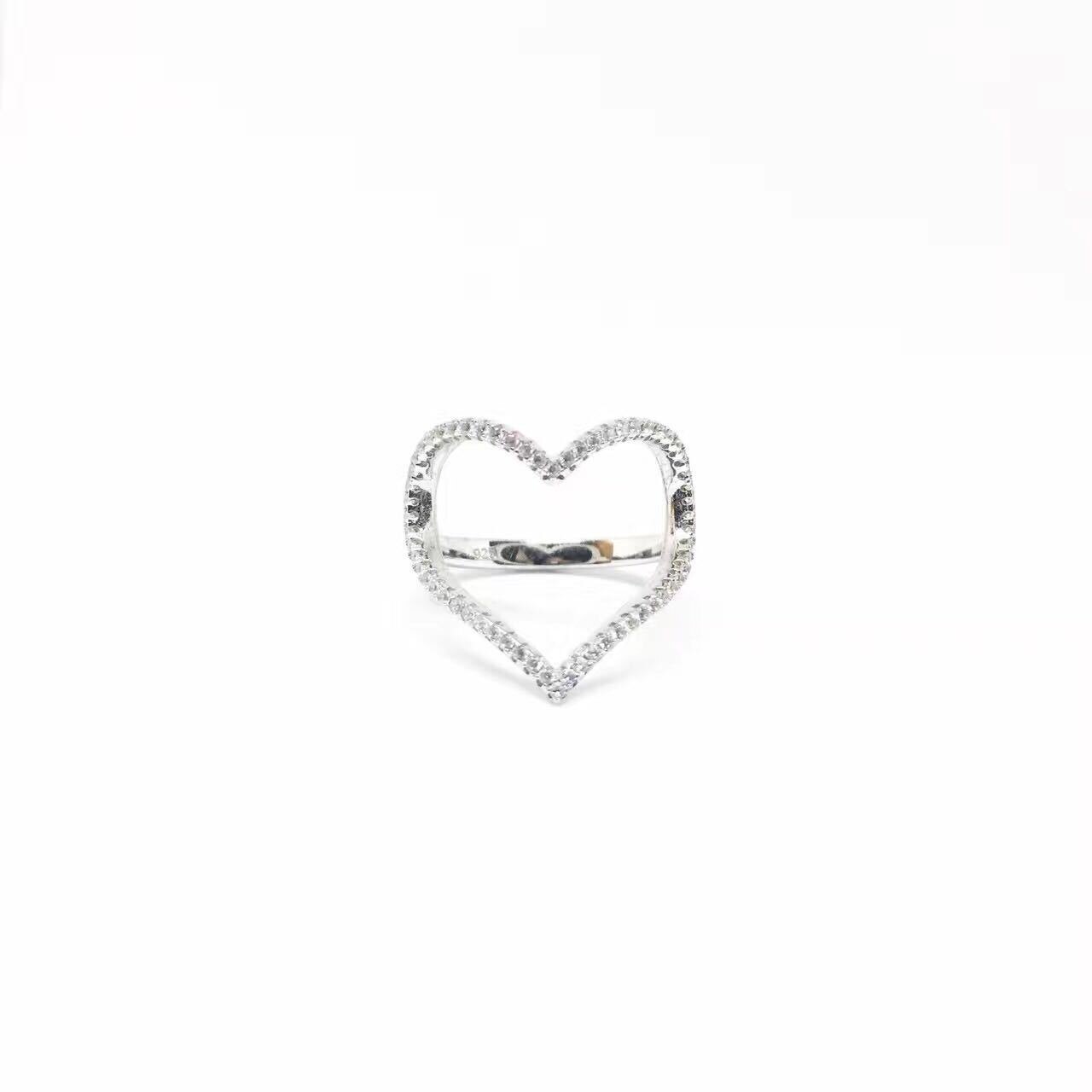 2022 Trendy Hart Zilveren Kleur Mode Ring Open Voor Vrouwen Party Sieraden R6770