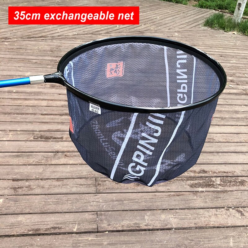 Alumiiniseoksesta valmistetut kalastusverkot kevyet hiilikuituiset kokoontaitettavat kalastustyökalut verkko reiän syvyys kokoontaitettava lasku uppoverkko 35cm 40cm x157g: Pyöreä pää 35cm