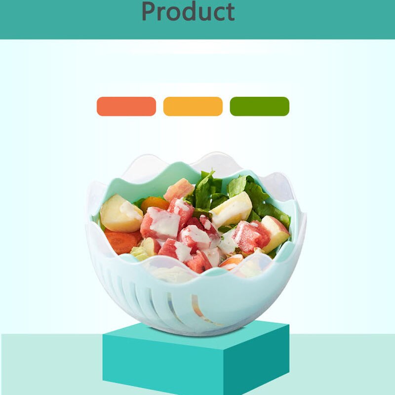 Ensaladera de frutas multifuncional PP, cuenco grueso y duradero con tapa, ensalada cortada, cuenco de corte de verduras y frutas, plato de fruta