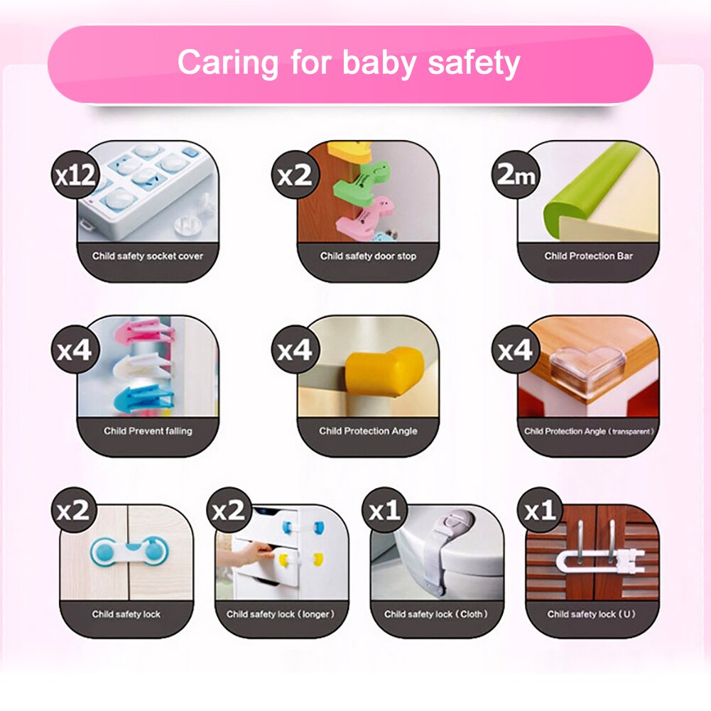 Kit de seguridad para bebés de 38 Uds., cerraduras de seguridad para bebés, protectores de esquinas, protectores de seguridad para puertas de armarios, Set #30