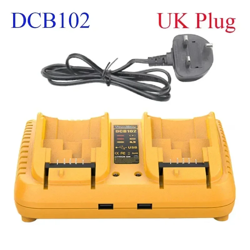 Dcb102 Dubbele Oplader Voor Dewalt 10.8V 12V 14.4V 20V Lithium-Ion Batterij Dcb203 Dcb204 Dcb205 Dcb118 Dcb105 Dcb107 Dcb112 Dcb115: Blauw