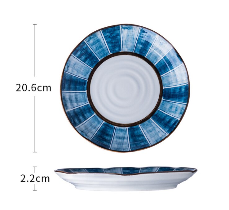 8 tommer japansk keramisk tallerken hjemmespiseskål rundt håndmalet bordservice personlighedsfad til middagsplader: 1