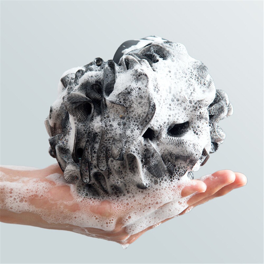 1 st svart stor vuxen badboll duschsvamp exfolierande nätborste ren svart bubbla gnugga kroppstvätt boll barndusch