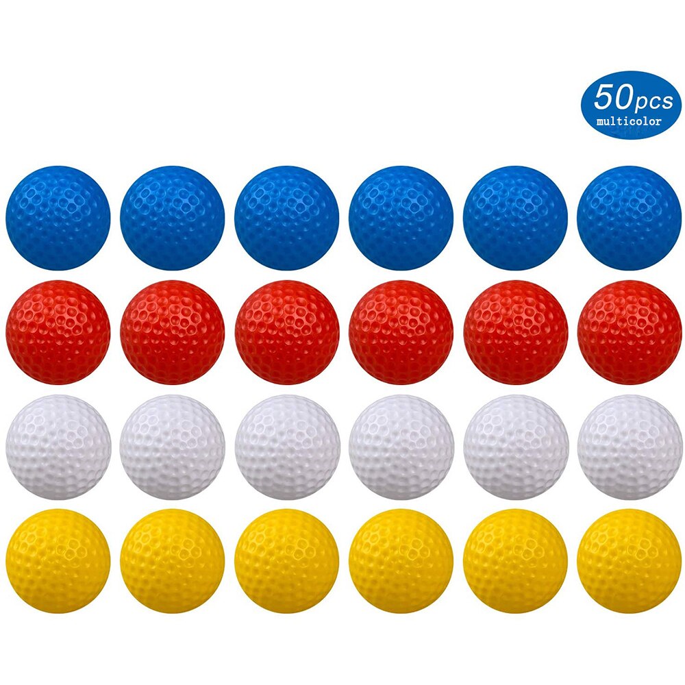 50pcs Golf Practice Ball Hollow Golf Plastic Ball for Indoor Training Golf Accessories Non-Porous Ball Golf Swing Training Aids