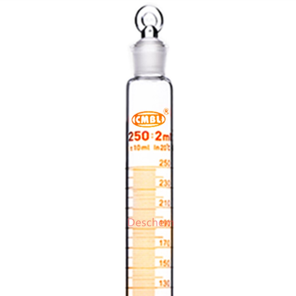 250ml Ground Joint Measuring Cylinder With Glass Stopper Boro Labware