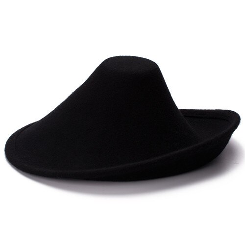 Sombreros de fieltro de lana para mujer, sombrero para la cabeza con Base de cono para el cuerpo, , boda, suministro A264, 100%: Negro