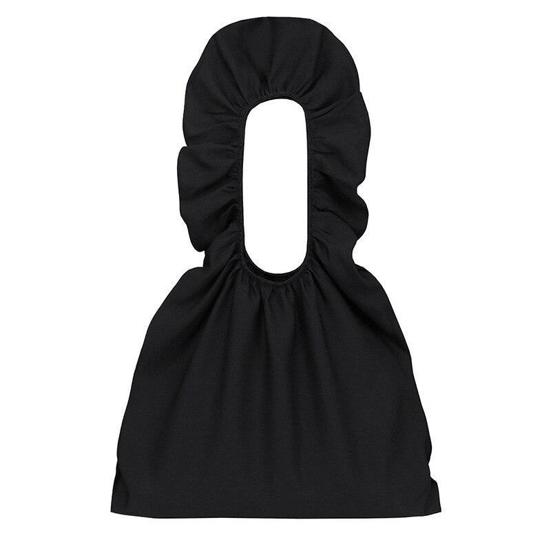 Alasir flæser afslappet tote tasker lærred romantiske kvinder håndtasker ins solide skuldertasker søde ruched mini enkle tasker til damer: Sorte poser store