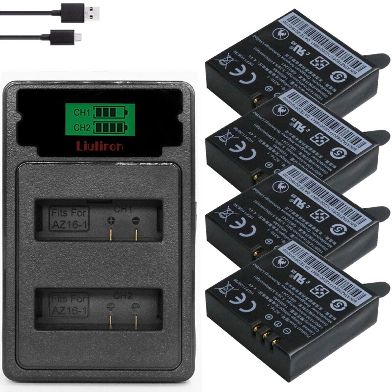 Cámara de Acción Original para Xiaomi Yi II yi 4k 4k, batería de az16-1, cargador LCD, az16-2, para Xiaoyi Lite Yi 360 VR: charger and 4battery