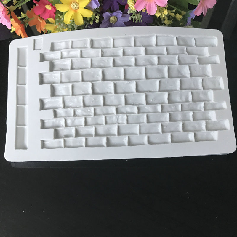 Moule en silicone pour mur de briques, motif de mur de briques, moule à fondant, outil de décoration de gâteau, moule à chocolat, pâte à sucre ,  h892