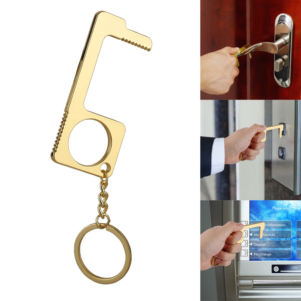No-Touch EDC Door Opener Portable Press Elevator Safe Key Zinc Alloy Keychain Key Unbuckle With Universal Keychain Portable Hook: B1