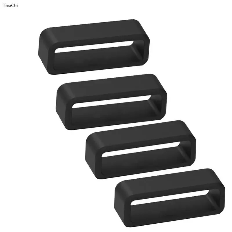 Rubberen horlogebanden Zwarte band Loop Ring Siliconen horlogebanden Accessoires Houder 12 14 16 18 20 22 24 26 28 30 mm Locker 4 stuks