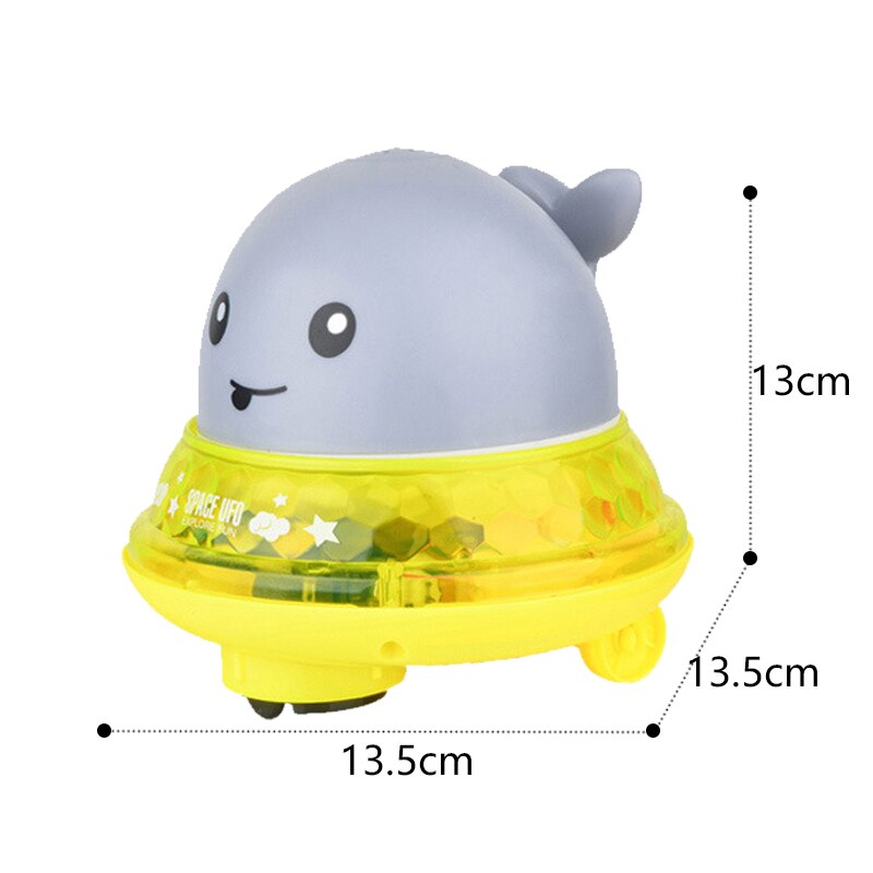 Badelegetøj 2 in 1 induktionsspray vandlegetøj og rum ufo legetøj med led lys musikalsk springvand legetøj sprinkler badelegetøj til småbørn: Wtlb 001-8