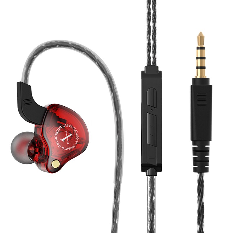 X2 Pro 3.5mm Detachable Wired Headphones Dual Dynamic HiFi Earphone Noise Cancelling Monitor Headset Bass Stereo Music Earbuds: X2 Red