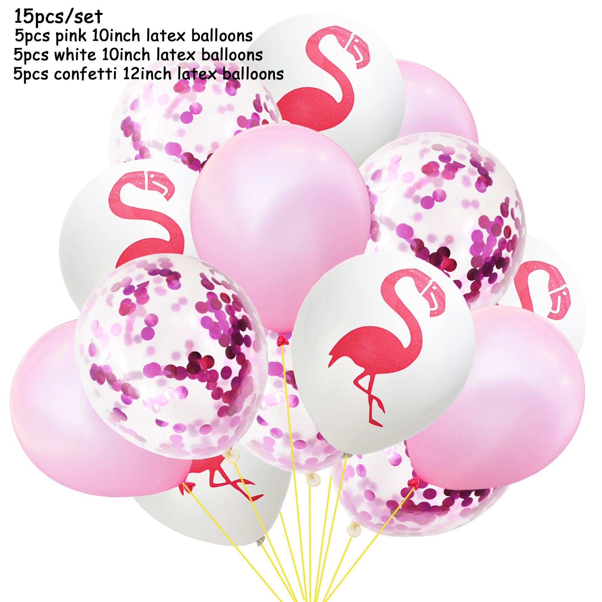 15pcs/set Flamingo Latex Balloons Decoration 12inch Confetti Animal Balloon Happy Hawaiian Baloes for Kids Birthday Party Favors