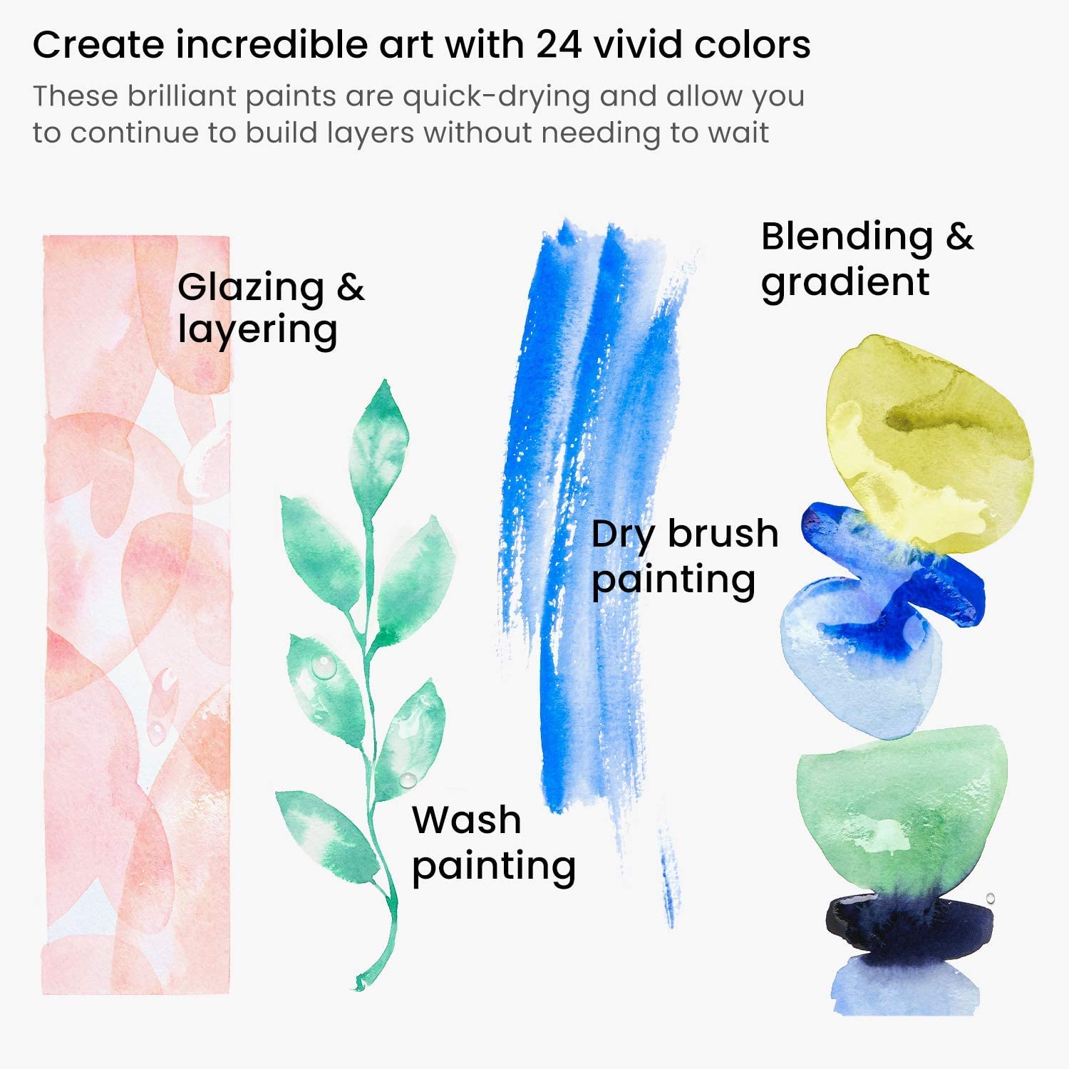SeamiArt-Juego de acuarelas lavables para niños, pinturas de acuarelas en 12 colores, juego de acuarela sólido, paquete Simple para pintar
