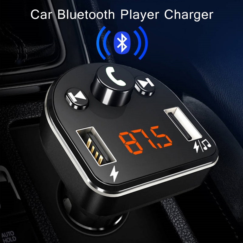 Ech 8 billader håndfri fm-avsender bluetooth bilsett lcd  mp3 spiller dobbel usb aux spiller biltelefonlader til iphone