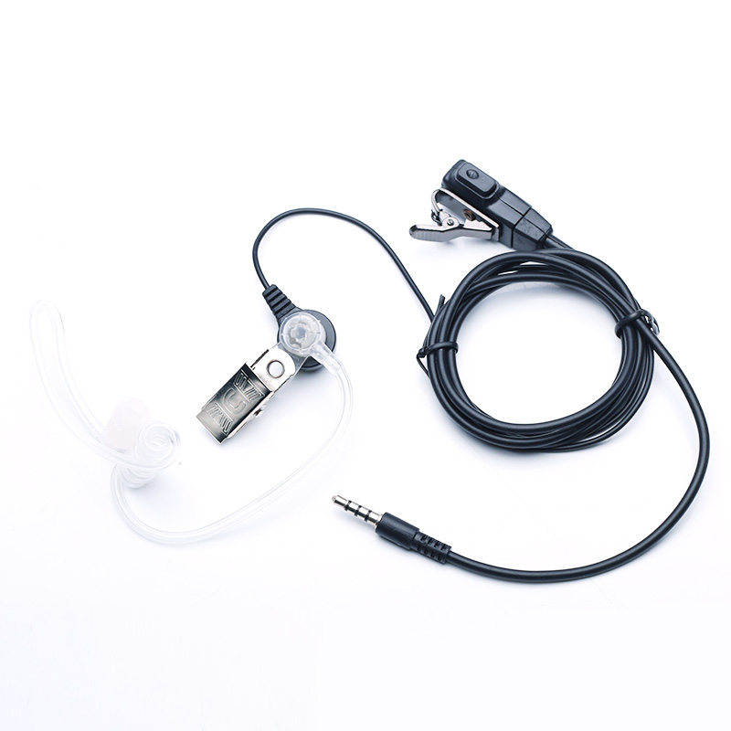 Auricular de tubo de aire de 3,5mm, auriculares con micrófono PTT para iPhone, teléfonos móviles, auriculares con tubo de aire acústico en espiral transparente