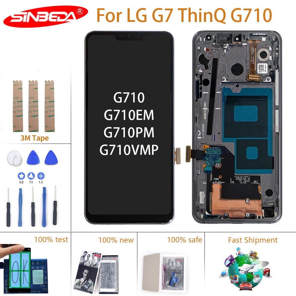 6.1 "Sinbeda pour LG G7 LCD écran tactile numériseur assemblée G710 LCD pour LG G7 ThinQ G7 affichage