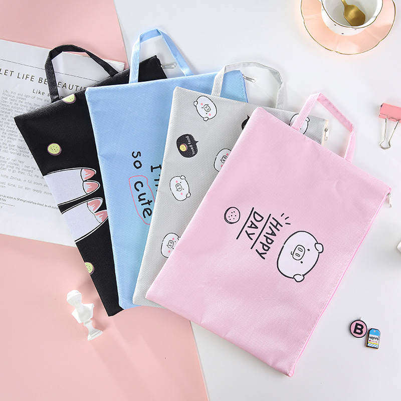 Coloffice-Bolso pequeño para estudiantes, pequeño producto coreano de llenado fresco, Tutorial, sencillo, portátil, con cremallera, bolsa de libros, bolsa de almacenamiento de archivos A4, 1 ud.