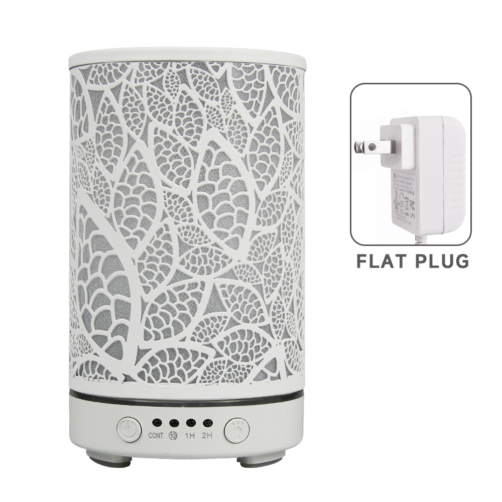 100 ml Diffusor für ätherische Öle, hohles Blatt, Ultraschall-Luftbefeuchter, Heimduft-Aroma-Diffusor mit 7 LED-Farbwechsellicht