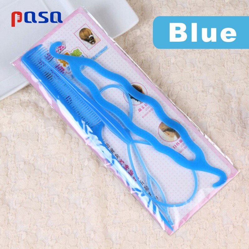 Hair Braiding Tool Weave Sponge Plait Twist Hair Braider DIY Styling Tool Holdr Clip Hair Accessorie Loop Styling Ponytail: 1 sets Blue