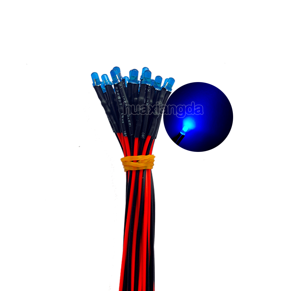 20pcs 3mm DIFFUSED LED Diode Light Emitter LED Wired 20cm 12v LED Bulb light Lamp Red Yellow Blue Green White Warm White Orange: Blue