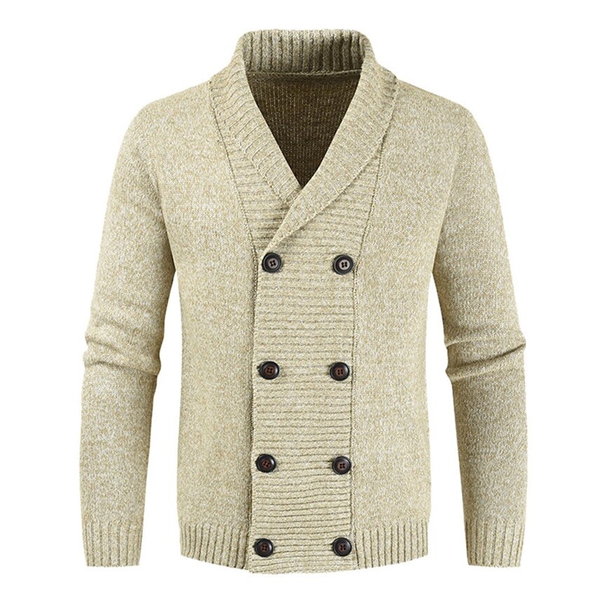 Homme décontracté tricot double boutonnage couleur unie veste Cardigan à manches longues Basical tricoté chandail manteau