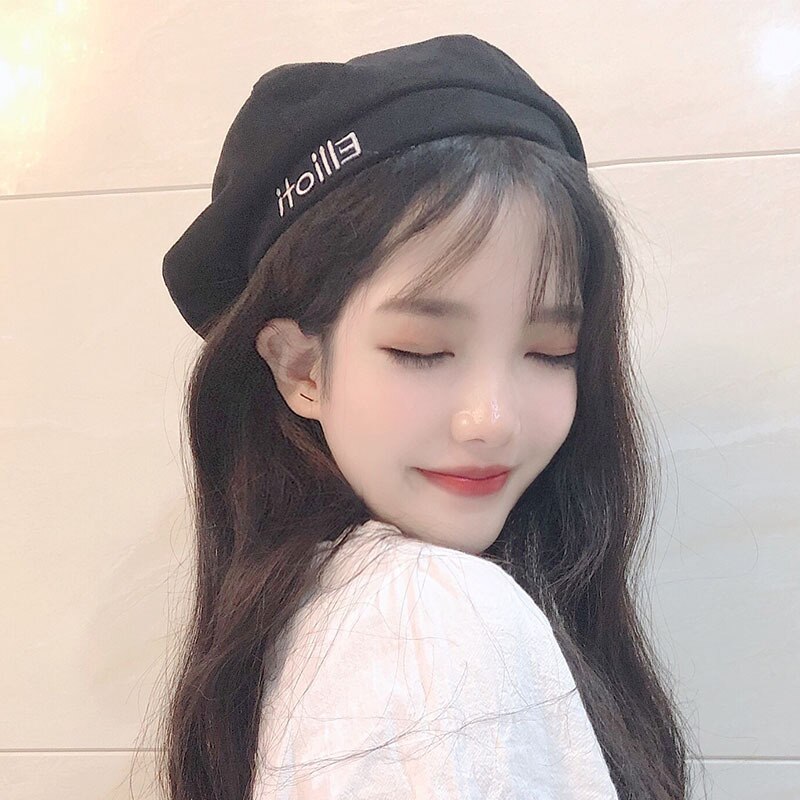 Koreansk version av harajuku broderade bokstav basker barn höst vinter retro bomull student anis pumpa målare hatt