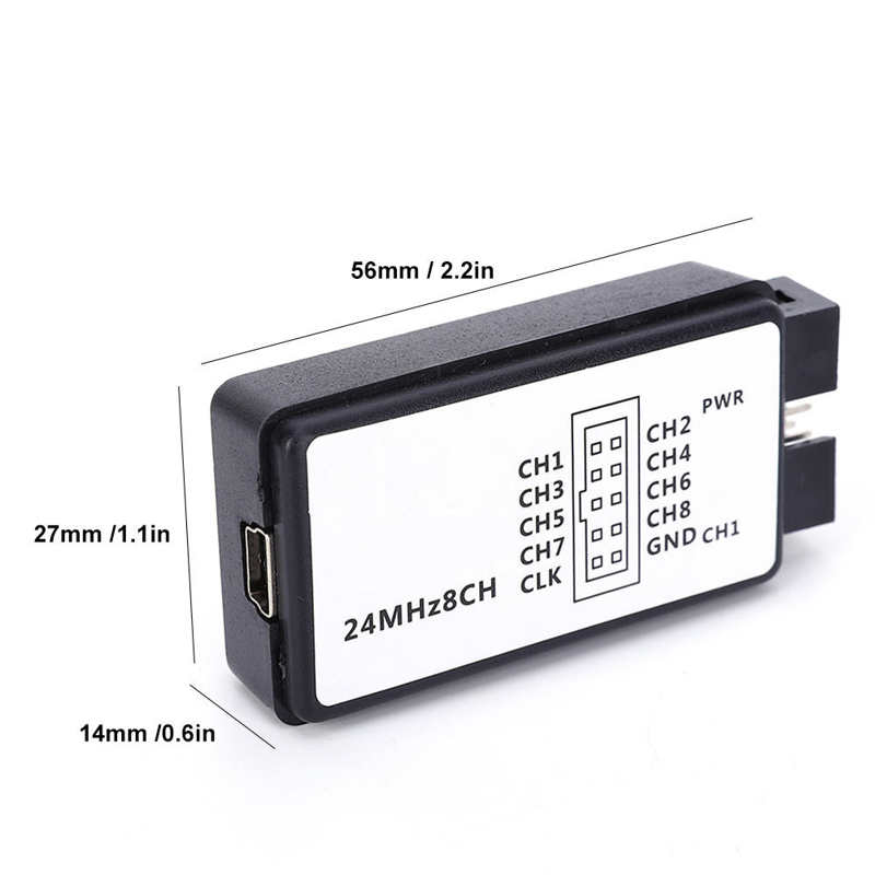 USB Logic Analyzer Mini Portable 5MHz 24M 8 Channel Logic Analyzer Device Set LA1002 with Cables