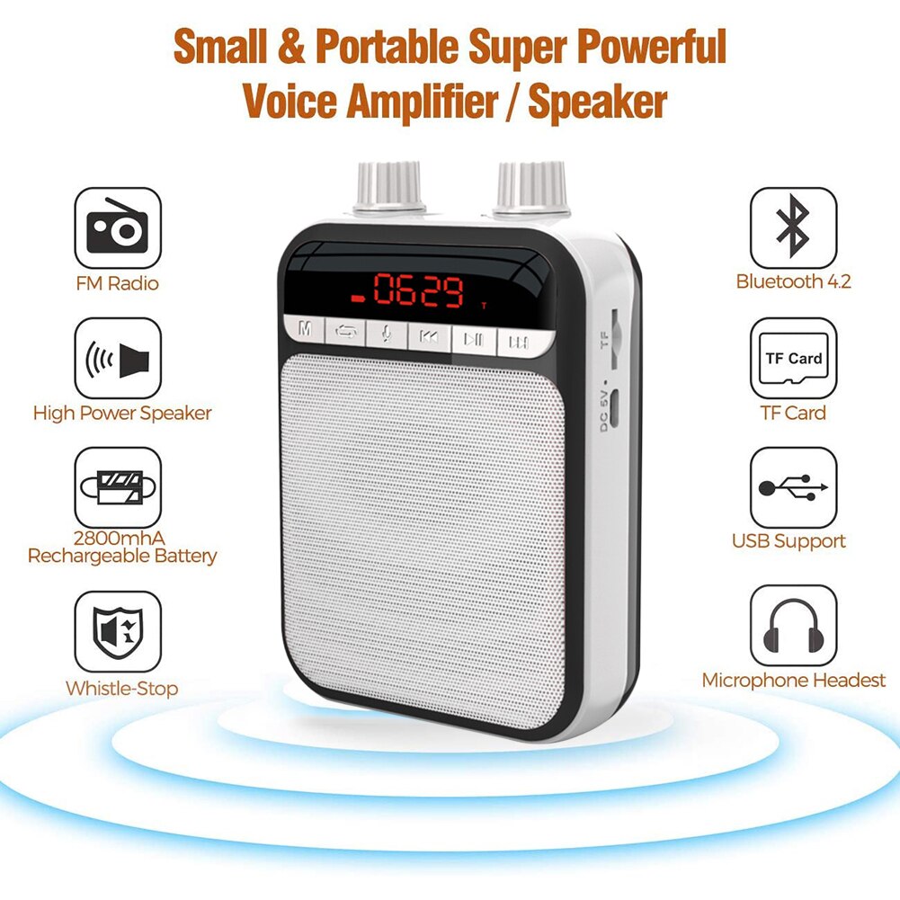 Draagbare Voice Versterker Met Microfoon Persoonlijke Bluetooth Speaker Voor Leraren Gidsen Trainers
