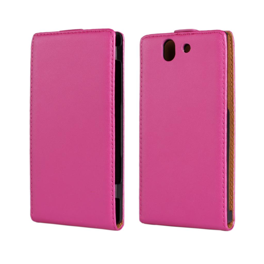 Clamshell telefon cover læder taske til sony xperia z  c6602 c6603 magnetisk adsorptionsspænde hylster flip coevr cover: Lavendel / Kasse og glasfilm