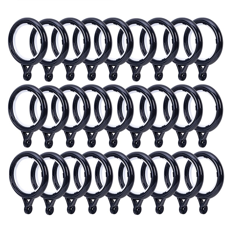Anillos de cortina para cortinas, arandelas deslizantes de 30/42mm de diámetro interno, anillos tipo ojal a nanoescala, anillos de cortina silenciadores en negro/blanco, 32 Uds.